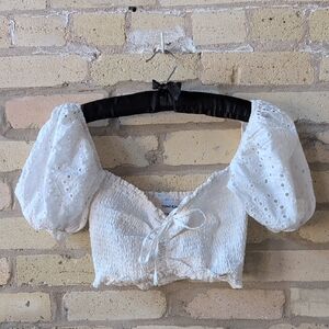 Yumi Kim White Eyelet Puff Sleeve Blouse